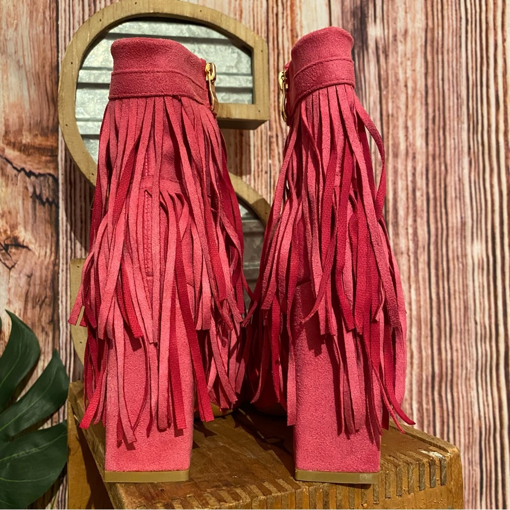 Fuschia Fringe Ankle Bootie - Picture 3 of 15